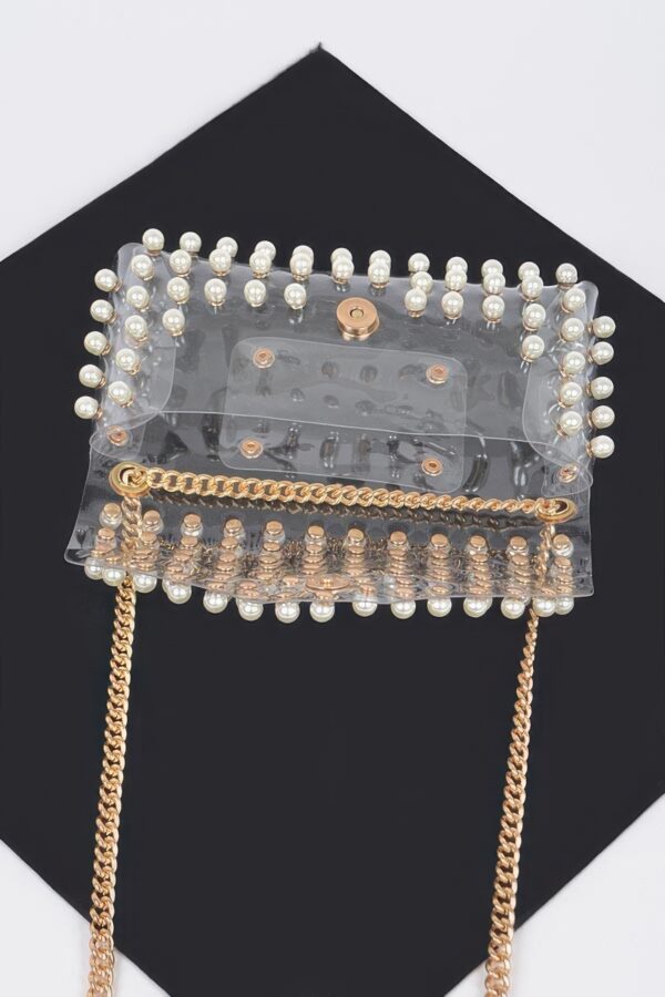 Rhinestone Clear PVC Belt Bag with Chain