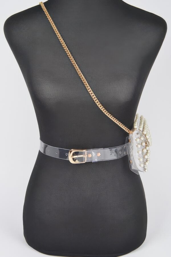 Rhinestone Clear PVC Belt Bag with Chain