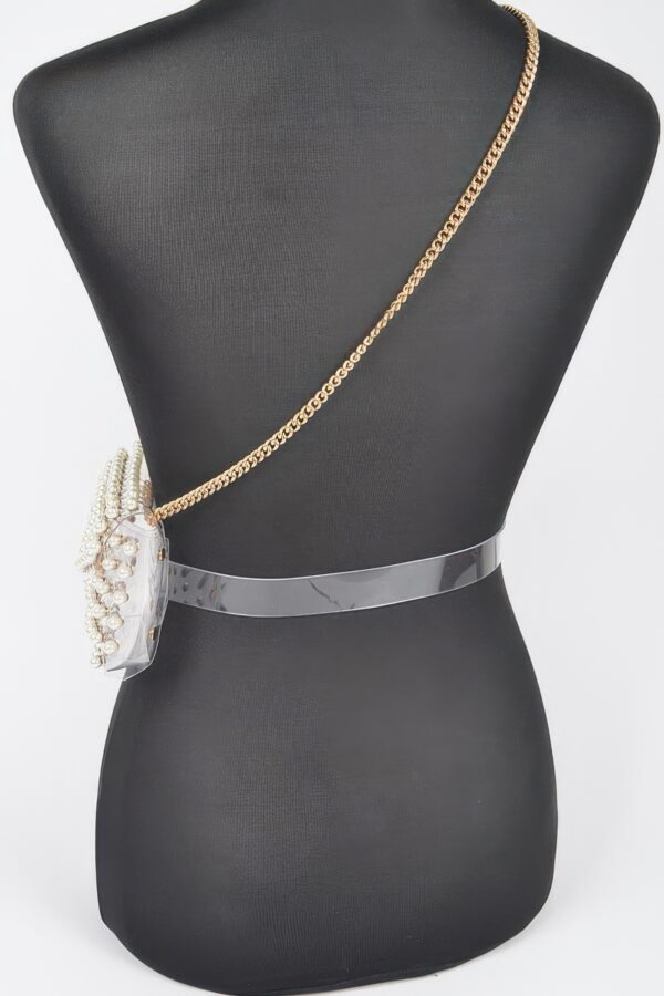 Rhinestone Clear PVC Belt Bag with Chain