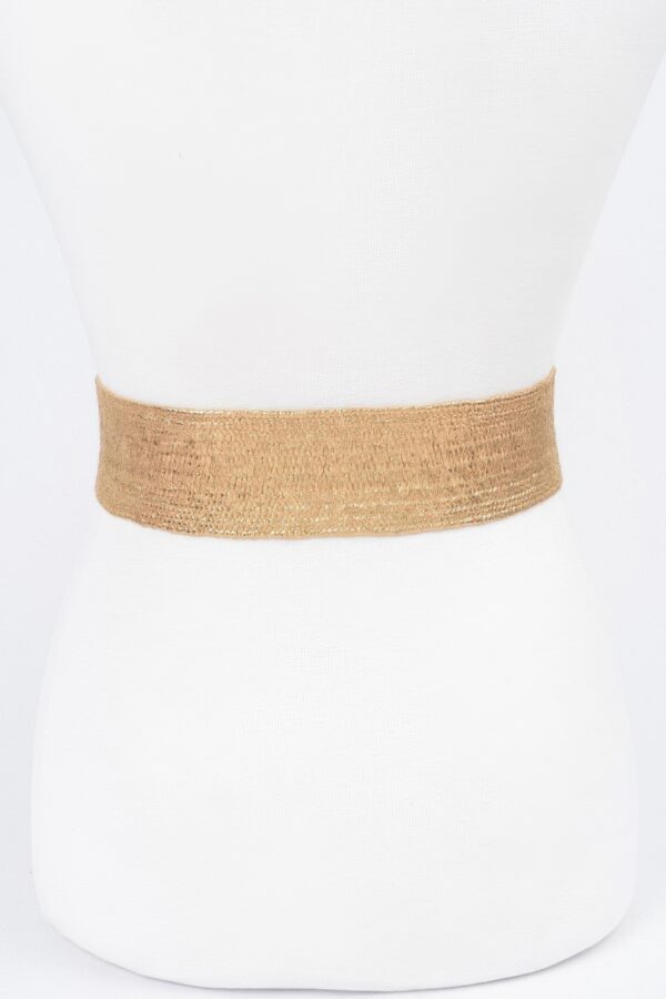 Multi-Stone Metallic Straw Stretch Belt – Gold or Silver