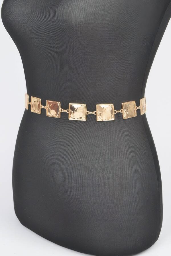 Hammered Square Metal Chain Belt – Gold or Silver
