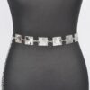 Hammered Square Metal Chain Belt – Gold or Silver