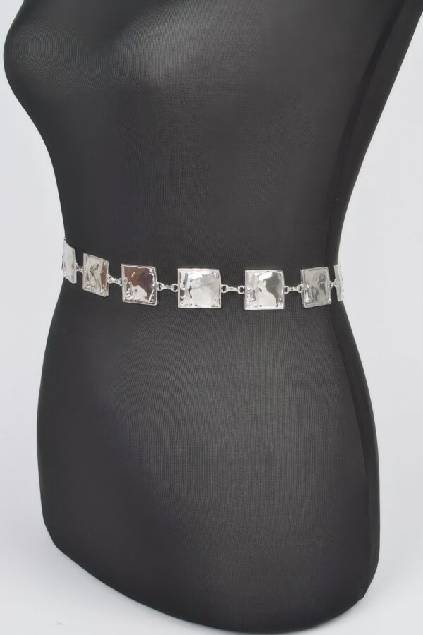 Hammered Square Metal Chain Belt – Gold or Silver