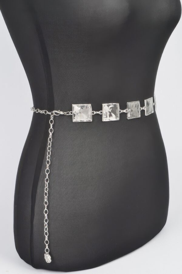 Hammered Square Metal Chain Belt – Gold or Silver