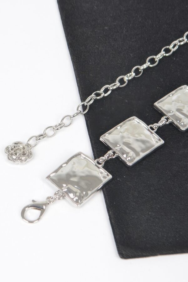 Hammered Square Metal Chain Belt – Gold or Silver