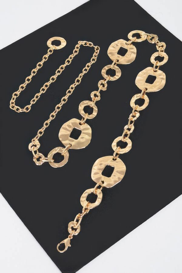 Hammered Metal Chain Belt – Textured Iron Links