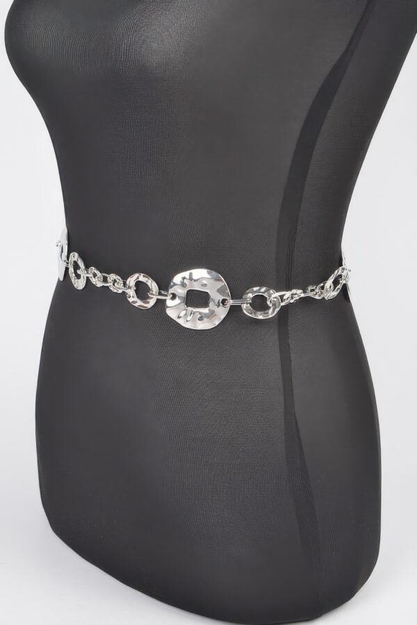 Hammered Metal Chain Belt – Textured Iron Links