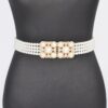 Cream Faux Pearl Elastic Belt – Stretch PVC Band