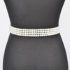 Cream Faux Pearl Elastic Belt – Stretch PVC Band