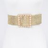 Wide Pearl Buckle Elastic Belt – Gold or Silver