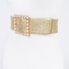 Wide Pearl Buckle Elastic Belt – Gold or Silver
