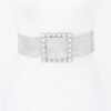 Wide Pearl Buckle Elastic Belt – Gold or Silver
