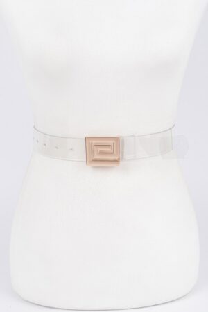 Clear Vegan Belt with Contemporary Metal Buckle