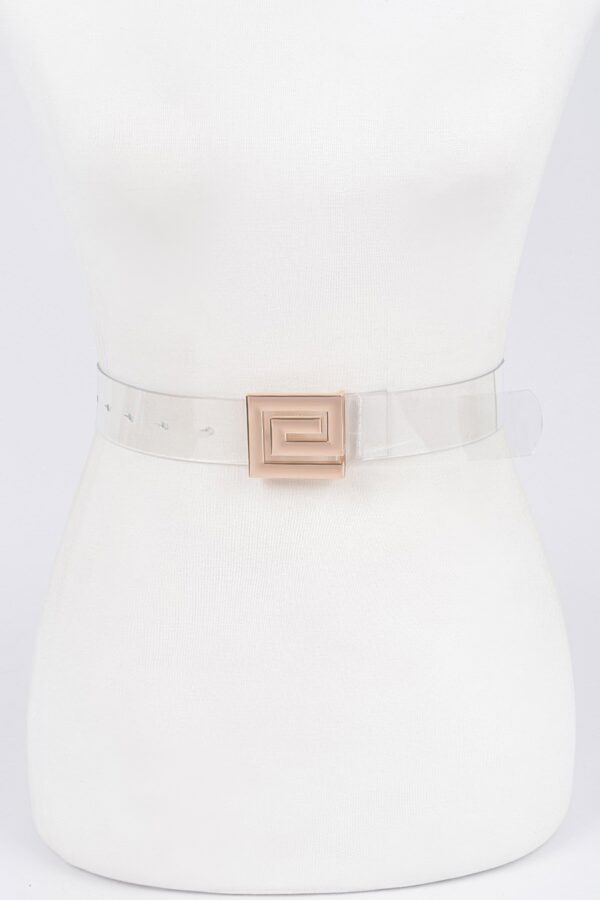 Clear Vegan Belt with Contemporary Metal Buckle