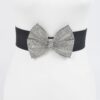 Rhinestone Ribbon Elastic Belt – Sparkle Ribbon, Black/Clear