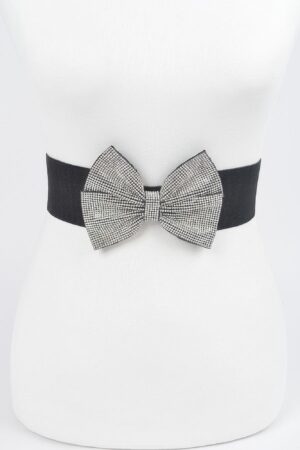 Rhinestone Ribbon Elastic Belt – Sparkle Ribbon, Black/Clear