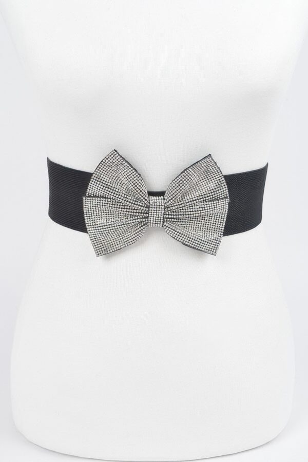 Rhinestone Ribbon Elastic Belt – Sparkle Ribbon, Black/Clear