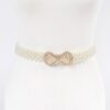 Elastic Pearl Waist Belt with Ribbon Buckle – Ivory