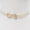 Elastic Pearl Waist Belt with Ribbon Buckle – Ivory