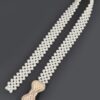 Elastic Pearl Waist Belt with Ribbon Buckle – Ivory