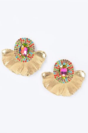 Rhinestone Metal Drop Earrings – Sparkling Clear & Multicolor
