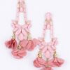 Floral Rhinestone Drop Earrings – Metal Flower Accent