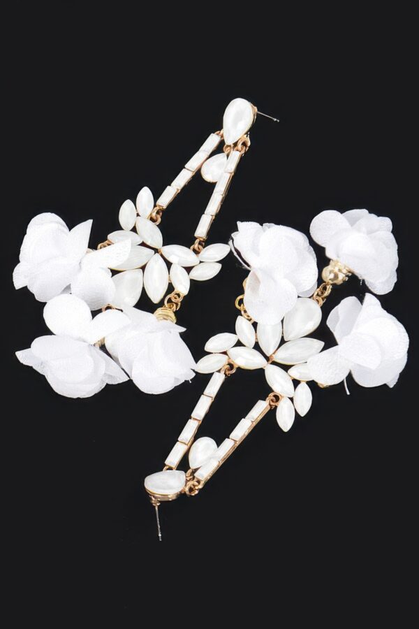 Floral Rhinestone Drop Earrings – Metal Flower Accent