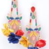 Floral Rhinestone Drop Earrings – Metal Flower Accent
