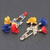 Floral Rhinestone Drop Earrings – Metal Flower Accent