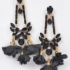 Floral Rhinestone Drop Earrings – Metal Flower Accent