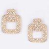 Rectangle Link Dangle Earrings – Faux Pearl & Rhinestone