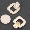 Rectangle Link Dangle Earrings – Faux Pearl & Rhinestone