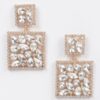 Square Dangle Rhinestone Earrings – Geometric Sparkle