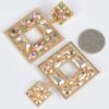 Double Square Rhinestone Drop Earrings – Multicolor