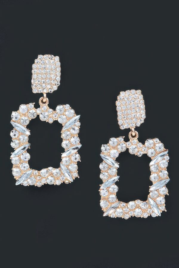 Rhinestone Drop Earrings – Gold Dangle Accent
