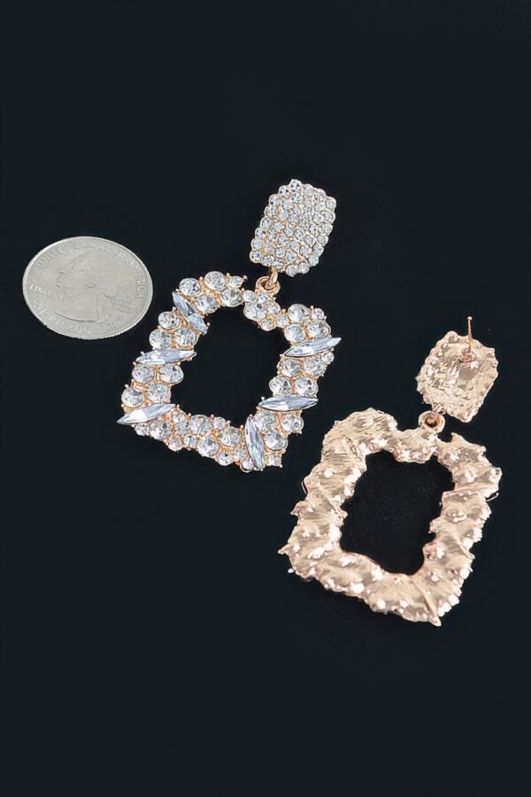 Rhinestone Drop Earrings – Gold Dangle Accent