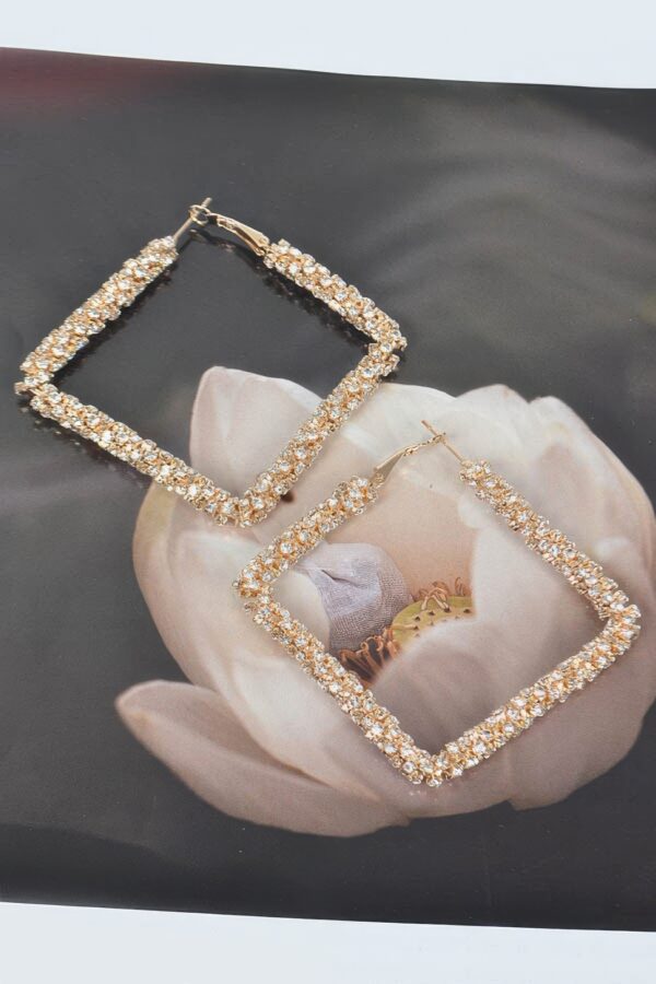 Big Square Glitter Earrings – Oversized Gold or Silver