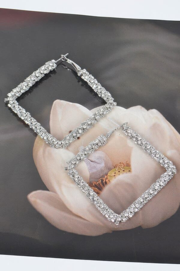 Big Square Glitter Earrings – Oversized Gold or Silver