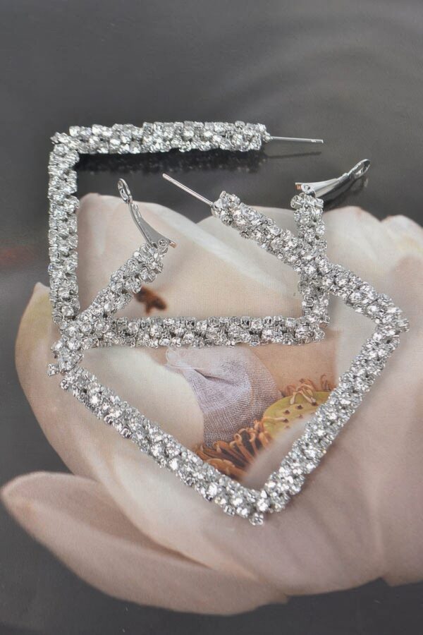 Big Square Glitter Earrings – Oversized Gold or Silver