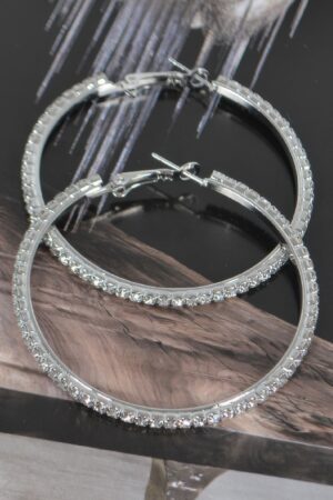Double Rhinestone Hoop Earrings – 5cm Radiant Hoop