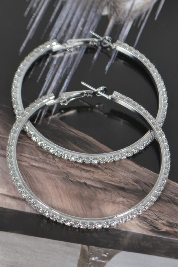 Double Rhinestone Hoop Earrings – 5cm Radiant Hoop