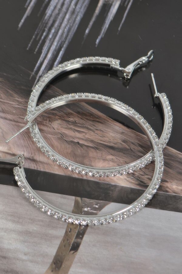 Double Rhinestone Hoop Earrings – 5cm Radiant Hoop