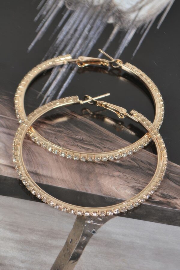 Double Rhinestone Hoop Earrings – 5cm Radiant Hoop