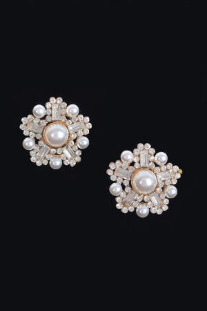 Starburst Faux Pearl Earrings – Gold