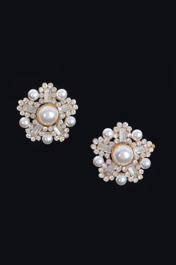 Starburst Faux Pearl Earrings – Gold
