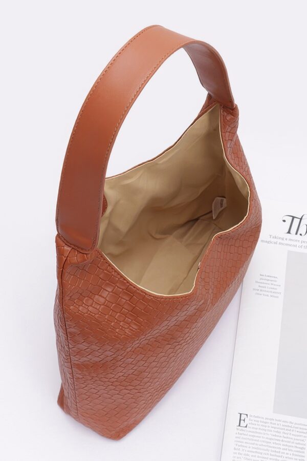 Embossed Faux Leather Shoulder Bag – Mixed Metal Hardware