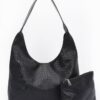 Embossed Faux Leather Shoulder Bag – Mixed Metal Hardware