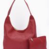 Embossed Faux Leather Shoulder Bag – Mixed Metal Hardware