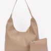 Embossed Faux Leather Shoulder Bag – Mixed Metal Hardware