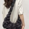 Pleated Faux-Leather Crossbody Bag – Mixed Metal Hardware
